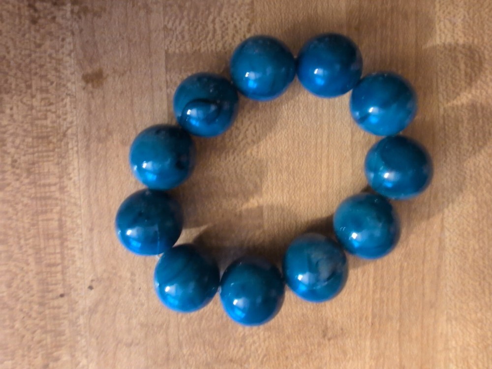Vintage Blue Beaded Bracelet Stretchable 3inch Diameter