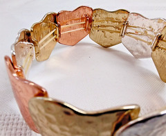 Hammered Heart Bracelet Silver Gold Copper 3 Tone Overlapping Shiny Stretchable