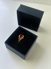 Vintage Red Cubic Zirconia Ring Gold Plated Womens Size 10
