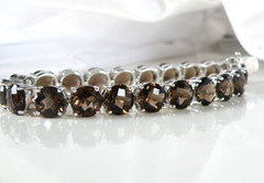 Sterling Silver 925 Natural 8mm Smoky Quartz Large Gemstone Tennis Bracelet 7.5″