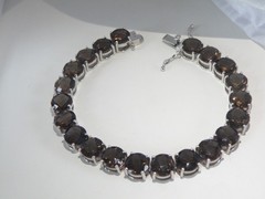 Sterling Silver 925 Natural 8mm Smoky Quartz Large Gemstone Tennis Bracelet 7.5″