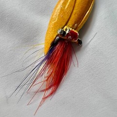 Vintage Tropical Yellow Enamel Red Feather Tail Parrot Bird Animal Brooch Pin