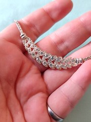 Vintage Clear Glass Rhinestone Choker Necklace 15 in Chain Silver Tone