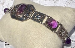 Antique Arts & Crafts 1908-1910 THEODOR FAHRNER Amethyst 935 Sterling Bracelet