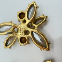 J.Crew Earrings Gold Tone Multicolor Rhinestone Pierced Signed 1.25″