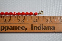 Vintage Handmade Glass Bead Necklace Small Round Red Faceted Beads 24.5″