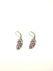 Vintage Jewelry Purple And Green Crystal Grape Cluster Necklace & Earrings Set