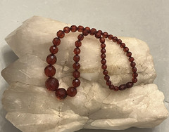Vintage, Art Deco, Cherry Amber, Faceted Bakelite 15″ Necklace-Simi Tested