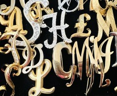100 Vintage INITIAL Letter Brooch Pins Lot 35 Signed Trifari Sarah Anne Klein