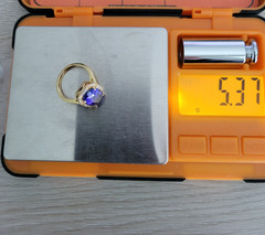 Vintage 18K Yellow Gold Elongated Cushion 5 Carat Tanzanite Diamond Ring Size 5