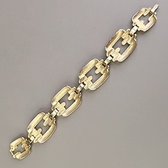 Vintage Chain Bracelet 21mm Glossy Gold Tone 7.25″