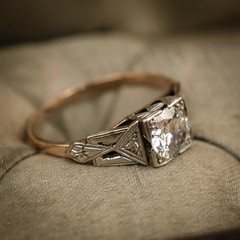 Stunning Vintage Style Geometric Art Deco Lab Created Diamond Engagement 925Ring