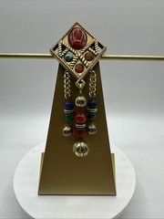 ‘80 Vintage Rhombus Shape Faux Stones Dangling Brooch. See pics.