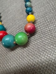Colorful Necklace Vintage Wood or Plastic Beaded Vintage see pics 14″