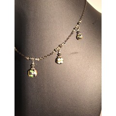 Art Beaded Charm Necklace Delicate Black Chain Fairycore Whimsical Cloisonne’