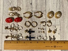 Vintage 1980s 2000s Lot Gold Tone Pierced Earrings Faux Pearl Love Knot