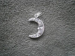 Jezlaine Crescent Moon Vintage Sterling Silver Crystal Bracelet Charm Pendant