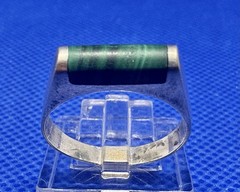 Y26 DKM Green Malachite 925 Silver Ring Size 7.5 Denmark Norway Baguette