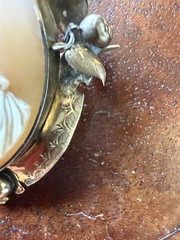Antique Oval Cameo Bezel Brooch 18K/22K Yellow Gold Brooch Floral 9.6 Grams