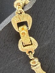 Vintage Monet Necklace Bracelet Demi Set Gold Tone Bamboo Design Strung on Chain