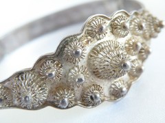 Antique Zeeland Button Sterling Silver Import Filigree Bracelet 7″