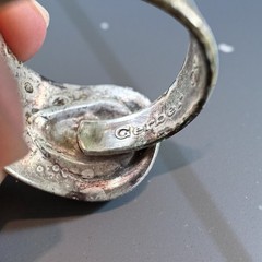 Vintage Oneida Gerber Baby Spoon Ring Heavy Patina Engraved 1981 Silver Size 8