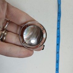 Vintage 2-Sided Mother of Pearl and Hand Carved Flower Pendant