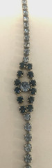VTG Light Blue & Sapphire Color Crystal Prong Set Rhinestone Bracelet -Formal 7″
