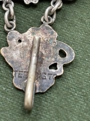 ART NOUVEAU 2-PC STERLING TOP WATCH PIN LOCKET HOLDER UNGER-STYLE PEACOCK LADY
