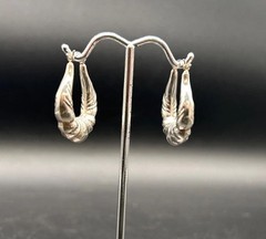 Vintage 925 sterling silver textured hoop earrings Everyday Wear