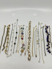 Estate Jewelry Lot 20 Tennis Style Bracelets Rhinestones Gemstone Monet Ankle