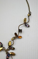 Vintage Necklace Festoon Style Necklace Beautiful Multicolored Rhinestones