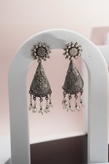 Oxidized Sterling Silver Earrings 12″ 925 Handcrafted Women’s Modern Jewellery E