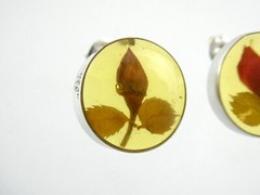 ATI Mexico Sterling Silver Dried Rosebud Resin Stud Earrings 925 2.9g .5 Inches