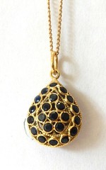 Sapphire Blue Color Gem 14K Yellow Gold Teardrop Pear Shape Pendant Necklace