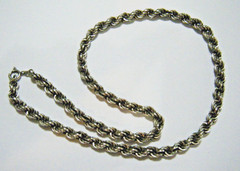 Vintage 70s Sterling Silver Rope Chain Men’s Woman’s Necklace 7mm Wide 20″ Long