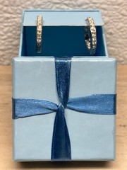 Vtg 2003 Avon Glamorous Silvertone Rhinestone Inside Out Earrings In Gift Box