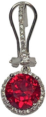 YGI Sterling 925 Heated Red Ruby CZ Dangle Waterfall Latchback 1” Earrings 4G
