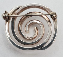 VTG 925 Spiral Brooch 1.25in Sterling Silver Solid 15g Abstract 3D Geometric