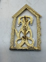 Vintage JJ Dalmatian Dog In House Brooch Pin Spotted Black White Puppy Gold Tone