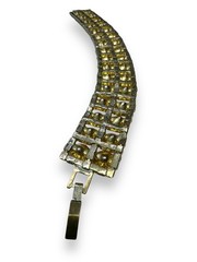 Aurora Borealis Crystal Rhinestone Bracelet 6.75″ Fold Over Clasp Vintage