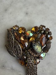 Vintage Glass Rhinestone Brooch Attributed To Alice Caviness (??) Unsigned