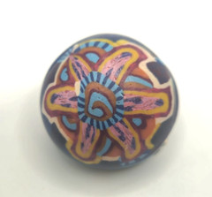 Vintage Hand Painted Polymer Clay Clip-On Earrings