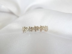 Vintage Hawaiian Sterling Silver Plumeria Eternity Band Ring Size 10