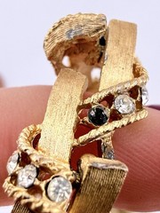 CROWN TRIFARI VINTAGE GOLDTONE RHINESTONE WOVEN 15” NECKLACE AS IS K836D