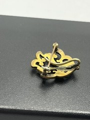 Antique gold tone ornate watch clip pin brooch Art Nouveau flowers