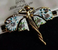 Vintage Art Nouveau Style Fairy Nymph Pendant Brooch Shawl Pin Jewelry Gift