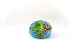 Antique Sterling Silver 925 Enamel Ivy Import Dome Ring Size 7