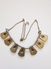 Vintage Tribal Statement Necklace Mixed Metal Dangle Panel Ethnic Boho Jewelry