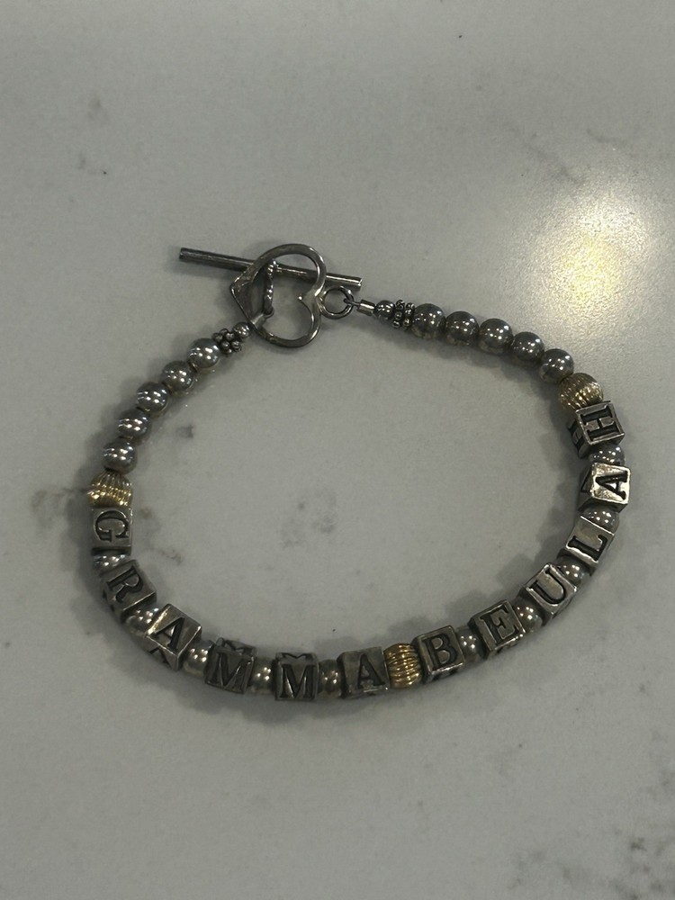 7.75” Vintage Sterling Bracelet Monogram Charm 925
